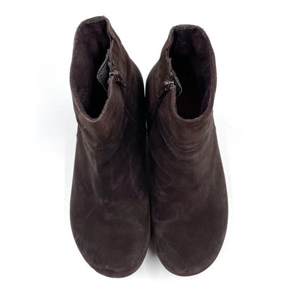 Papillio Birkenstock Ebba Wedge Booties Brown Suede Zip Ankle Sz 39 / 8 - Picture 3 of 10